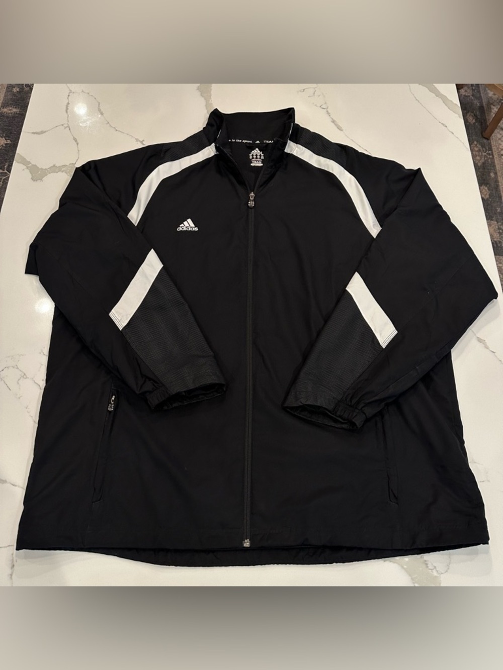 Vintage Adidas Climaproof Windbreaker Jacket Mens 2XL Black White Team Track Y2K